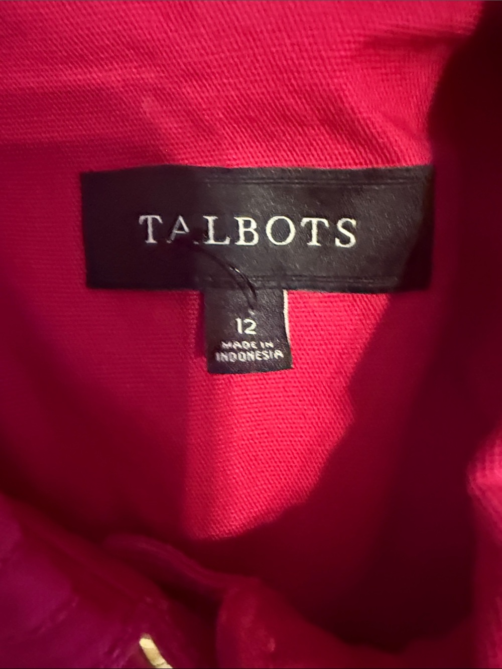 Talbots Deep Pink Button-Front Utility Jacket - Picture 2 of 4